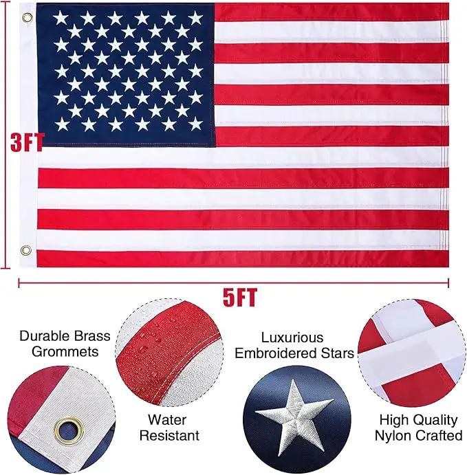 NELXINJO 25FT Sectional Flag Pole Kit, Heavy Duty Aluminum Outdoor In-Ground Flagpole, Gold Ball Top, 3x5 USA Flag for Residential Commercial Outdoor Garden(25FT, Silver), photo 3 of 7