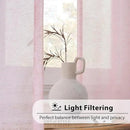 FMFUNCTEX Linen Sheer Curtains for Bedroom, Pink Curtains 96 inches Long for Living Room, Blush Pink Farmhouse French Flax Blend Window Draperies, Rod Pocket 2 Panels Set by CozyNest Decor