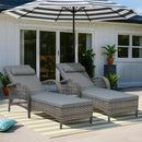 VIVIJASON Outdoor Wicker Chaise Lounge Chair Set of 2, All-Weather PE Rattan Cushioned Patio Lounger Chairs, 6-Position Adjustable Outside Pool Sunbathing Recliner with Armrest & Pillow, Gray by CozyNest Decor