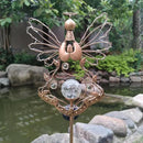 Solar Angel Outdoor Lights Garden Stake - Metal Angel Crackle Glass Ball Solar Light- Waterproof 31 White LED for Garden Lawn Patio or Courtyard Decor（Bronze） by GreenHaven Gardens