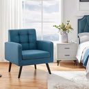 Yaheetech Mid-Century Accent Chairs, Modern Upholstered Living Room Chair, Cozy Armchair Button Tufted Back and Wood Legs for Bedroom/Office/Cafe, Navy Blue by CozyNest Decor