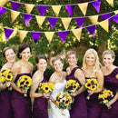 Purple and Gold Party Decorations Metallic Fabric Triangle Pennant Banner Flag Bunting Garland for Graduations Birthday Retirement Wedding Baby Shower Bachelorette Halloween Outdoor Party Supplies by GreenHaven Gardens
