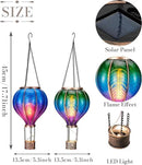 TERESA'S COLLECTIONS 2 Pack Hanging Solar Lantern Outdoor Garden Decor for Valentine ,Waterproof Plastic Hot Air Balloon Green Flickering Flame Effect Lantern for Yard Tree ,18" by GreenHaven Gardens