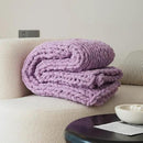 WESHIONGOO Chunky Knit Blanket Throw 50"×60" Knitted Throw Blankets for Couch Bed Fluffy Soft Blanket with Jumbo Chenille Yarn Thick 100% Handmade(Lilac) by CozyNest Decor