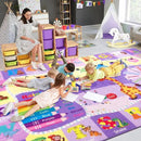 Kids Rugs for Playroom Bedroom Classroom Nursery, Non-Slip and Washable Rugs for Children Toddlers Girls, Educational and Fun Rug Carpets with ABC Alphabet Animals Shapes, 7x10, Purple by CozyNest Decor