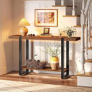 Huuger 47.2 Inch Entryway Table, 2-Tier Industrial Console Sofa Table, Accent Table with Storage, for Entry, Hallway, Entrance, Foyer, T-Shaped Metal Frame, Rustic Brown by CozyNest Decor