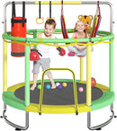 Trampoline for Kids, Upgrade Full Anti-Rust 440lbsToddler Trampoline with Net, Upgraded Ring Legs with Adjustable Gymnastics Bar&Toys, Gifts for Ages 1-8 Boys&Girls by TinyTreasures Baby Boutique