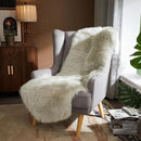 AMTOVO Faux Sheepskin Rug, Light Grey Ultra Soft Fluffy Shag Area Rug, 2 x 6 ft Faux Fur Rug for Bedroom Sofa Throw Cushion Room Decor, Sheepskin by CozyNest Decor