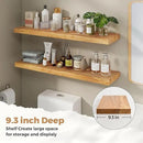 RICHFOCUS Elm Floating Shelves for Wall - 40" W x 9.3" D Rustic Solid Wood Shelves with Invisible Bracket, Wall-Mounted for Living Room, Bedroom, Kitchen Storage & Display, Set of 2, Natural by CozyNest Decor