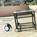 Stainless Steel Grill Cart Pizza Oven Stand Trolley Table with Wheels Pizza Cart Three-Shelf Movable Food Prep Work Dining Table with Double-Shelf Heavy Duty Outdoor 31.5" x 24 x 33.5 by CozyNest Decor