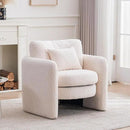 Chenille Accent Armchair Oversize Upholstered Barrel Comfy Modern Round Lounge Sofa Chair with Pillow Cozy Reading Chairs for Apartment,Office,Living Room,Dining,Makeup,Club,Beige by CozyNest Decor