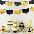 Black and Gold Tassel Banner Double Sided Metallic Fabric Pennant Bunting Flag Garland for Graduation Anniversary Bachelorette Birthday Engagement Wedding Bridal Shower Hen Party Decorations Supplies by GreenHaven Gardens