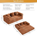 Convertible Sleeper Sofa Bed with Pillow, 4-in-1 Corduroy Folding Mattress Couch with Fixed-Shape Frame, Futon Fold Out Floor Sofa Cama Lounge Couch for Living Room Bedroom, Orange by CozyNest Decor