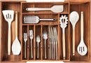 Premium Silverware, Flatware and Utensil Organizer for Kitchen Drawers, Expandable 14.5 to 25 Inches Wide, 10 Compartments, Food-Safe Premium Acacia Wood Finish Kitchen Storage Tray by CozyNest Decor