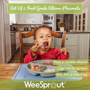 WeeSprout Silicone Suction Placemats for Babies, Toddlers & Kids, Durable Food Grade Silicone with Non-Slip Suction, Raised Edges Contain Mess, Dishwasher Safe, for Dining Table & Restaurants, 2 Pack by TinyTreasures Baby Boutique