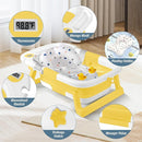 Collapsible Baby Bathtub,Baby Bath Tub with Thermometer & Soft Cushion,Baby Bathtub for Newborn to Toddler 0-36 Months,Portable Travel Baby Tub with No-Slip Feet,Baby Shower Gifts,Yellow by TinyTreasures Baby Boutique