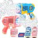 EagleStone 2 Pack Bubble Gun Machine for Kids, Automatic Light Up Bubble Blower with 4 Bottles 10 Bags Refill Solution, Bubble Guns Blaster for Toddlers, Outdoor Toys Gifts, Wedding Easter Party Favor by TinyTreasures Baby Boutique
