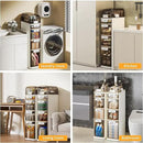 VECELO 5-Tier Narrow Beside Toilet Storage Cabinet, Plastic Bathroom Organizers and Storage with Drawers & Wheels, Space-Saving, Slim Toilet Paper Storage for Bathroom, Laundry Room, Small Space by CozyNest Decor