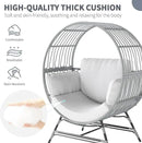 Egg Chair Outdoor Indoor, Oversized Rattan Chair with Thicken Cushion, 350LBS Capacity Wicker Patio Lounge Chair, Basket Chair for Living Room Balcony Porch Backyard, Grey/Light Grey by CozyNest Decor