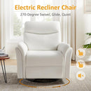 Power Recliner Chair Swivel Glider, Electric Rocking Recliner Chairs with USB and Type-C Ports, Nursery Chair Recliner for Living Room, Bedroom, Apartment（White） by TinyTreasures Baby Boutique