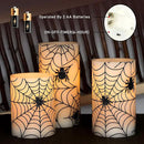 Spider Web Decor Flameless Candles Battery Operated with Remote Timer Haunted House Spooky Decorations Set of 3 Real Wax Black LED Flickering Candles Decorative for Halloween Decor Party by GreenHaven Gardens