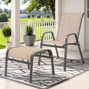 Outdoor Ottoman Set of 2, All Weather Outdoor Foot Stool with Supportive Textliene and Metal Frame, Stackable Oversized Outdoor Foot Rest for Furniture Patio Garden Pool, Beige by CozyNest Decor