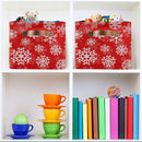 Christmas White Snowflakes on Red Storage Basket Cube Storage Bins Organizer Bag Collapsible Closet Shelf Baskets with handle for Baby Cloth Pet Toy Book 14.2×10.2×8.3 IN by TinyTreasures Baby Boutique