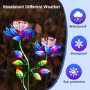 Solar Wind Spinners Blue Twin Flowers for Yard and Garden, Solar Windmill Garden Whirligig Kinetic Spinners Decor for Lawn, Patio, Yard, Metal Wind Outdoor Sculpture by CozyNest Decor