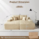 ovios 81" Oversized Sectional Double Lounge Chaise with Cloud Plush Sofa Bed, No Assembly Required, Fluffy Modern Sleeper Loveseat Chair for Indoor Living Room Bedroom Reading, Beige (Plush Fabric) by CozyNest Decor