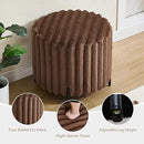 Furniliving Modern Round Ottoman, Large Size Bedroom Ottoman Footstool Round Ottomans Stool for Living Room, Bedroom, Makeup Room, Brown, Faux Fur by CozyNest Decor