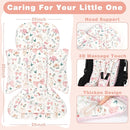 3-in-1 Infant Car Seat Insert, Soft Head and Body Support,Ultra & Strap Covers Set, Reversible Newborn Car Seat Cushion Pad for Baby Boy & Girl fits Stroller, Swing, Bouncer (Pink Bow) by TinyTreasures Baby Boutique