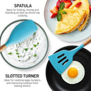 Zulay Kitchen Non-Stick Cooking Utensils Set with Authentic Acacia Wood Handles – 5-Piece Durable & Stylish Silicone Kitchen Utensils Set – Heat Resistant to 464°F – Blue by CozyNest Decor