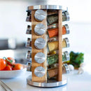 Orii 20 Jar Spice Rack with Spices Included - Tower Organizer for Kitchen Spices and Seasonings, (Natural Acacia Wood) by CozyNest Decor