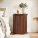 AVZEAR Fluted Round Side Table Small Mid Century End Table, 17.7" Fluted Nightstands Modern Circle Bedside Tables, Wood Night Stand for Small Spaces, Living Room, Bedroom (Rustic Walnut) by CozyNest Decor
