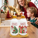 Hexagram Christmas Soap Dispenser Set of 2, Christmas Kitchen Decor, Xmas Gnomes Glass Soap Dispenser for Home Indoor Decorations, Xmas Refillable Lotion Essential Oil Dispensers with Pump by CozyNest Decor
