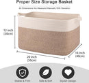 OIAHOMY 65L Blanket Basket, Cotton Rope Woven Blanket storage for Living Room, Rectangle Woven Baskets for Storage, 20''×16''×12'', Brown and White by TinyTreasures Baby Boutique