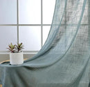 MIUCO Semi Sheer Curtains Poly Linen Textured Solid Grommet Curtains 95 Inches Long for Bedroom 2 Panels (2 x 37 Wide x 95" Long) Teal by CozyNest Decor