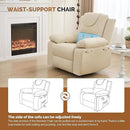 Recliner Chair with Electric Massage Adjustable Footrest & Heat, Manual Leather Recline for Adults Living Room Remote Control (Beige) by CozyNest Decor