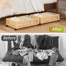 Bamboo Under Bed Storage with Wheels (2-Pack) – Rolling Underbed Shoe Organizer Box for Shoes, Blankets, Toys, Clothes Container Space-Saving Organizer Bins for Bedroom, Closet, Dorm, Nursery by CozyNest Decor