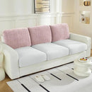 Large Backrest Cushion Covers Super Stretch Backrest Covers for 3 Cushion Couch Sofa, Couch Back Cushion Covers Featuring with Chenille Yarn (Softer Version, 3PC, Pale Pink) by CozyNest Decor
