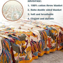 100% Cotton Throw Blanket for Bed Couch Summer 98''x 98'' Super Soft Muslin Blankets Warm Boho Quilt Lightweight Farmhouse Decorative Bed Blankets by CozyNest Decor