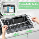 LEMIKKLE Expandable Dish Drying Rack- Space-Saving Dish Rack, Dish Drainers for Kitchen Counter with a Cutlery Holder, Over The Sink Dish Racks Fit for 14’’-19’’ Kitchen Sink Grey by CozyNest Decor