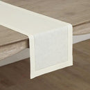 Solino Home Linen Ivory Table Runner 120 Inches Long - 100% Pure Linen 14 x 120 Inch Table Runner for Fall, Autumn, Thanksgiving - Classic Hemstitch by CozyNest Decor
