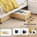 Under Bed Storage Containers With Wheels - 2 Pcs Large Bamboo Wood Rolling Underbed Shoe Storage Bins With Dust Bags for Clothes Blankets, Duvet Covers Snacks Toys (Natural) by CozyNest Decor