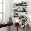Heimlove Floating Shelves for Wall, 36 Inch Long Wood Floating Bookshelf Set of 3, Wall Mounted Hanging Shelf for Bathroom Bedroom Kitchen, Black by CozyNest Decor