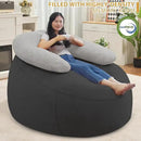 HABUTWAY Bean Bag Chair with U-Shaped Pillow for Adult and Kids Big BeanBag Chair with Filling Ultra Soft Teddy Fleece Couch Chair with Washable Cover for Living Room Bedroom, Dark Grey & Light Grey by CozyNest Decor