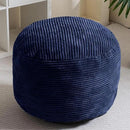 HIGOGOGO Round Stuffed Pouf Ottoman, Corduroy Poufs with Foam Chunk Filling, Furry and Fluffy Pouf Foot Stool Storage Ottoman, 26 X 18 Floor Poufs Foot Rest for Living Room, Navy by CozyNest Decor