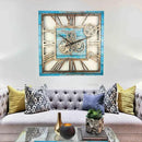 The Gears Clock 24'' Inch Square Real Moving Gear Wall Clock Vintage Industrial Oversized Rustic Farmhouse (Ocean Blue) by CozyNest Decor