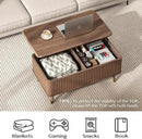 Lift Top Coffee Table with Storage,Mid Century Modern Coffee Table,Fluted Wood Rectangle Center Table for Living Room,Home Office,Walnut by CozyNest Decor