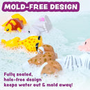 Tub Works® Savanna™ Mold Free Bath Toys, 6 Pack | Sealed, No Hole Bath Toys Design Keeps Moisture Out | Soft, Squeezable & Float on Water | Easy-Grip Baby & Toddler Bathtub Toys | Great Baby Pool Toys by TinyTreasures Baby Boutique